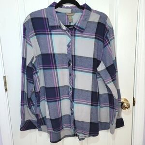 Plaid Flannel Button-Up Shirt